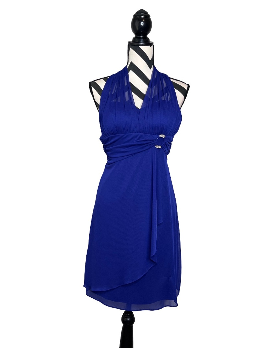 NWT Betsy & Adam Sz 4 Royal Blue Y2K Fairycore Sheer Halter Mini Dress